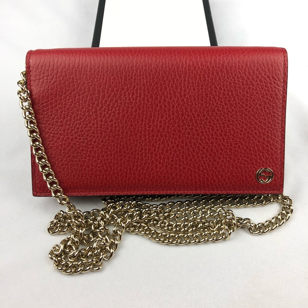 NWT Gucci Red Small Crossbody Wallet With Chain